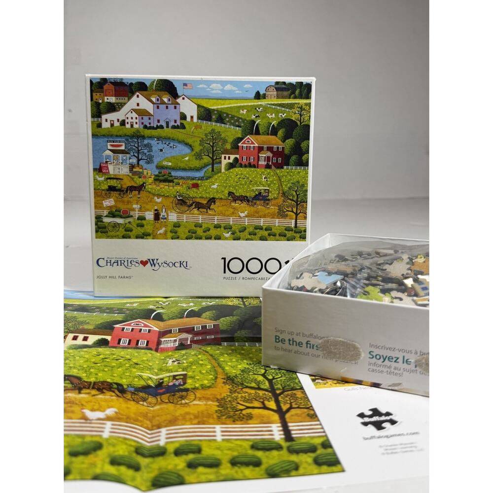 Buffalo Charles Wysocki Jolly Hill Farms 1000 Piece Puzzle Americana Complete